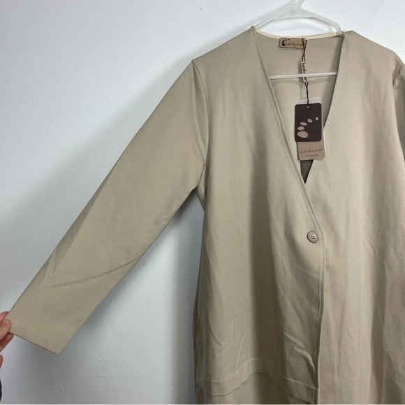 Karakorum Long Jacket Womens Size Large XL Tan Khaki Button Closure - Picture 3 of 9
